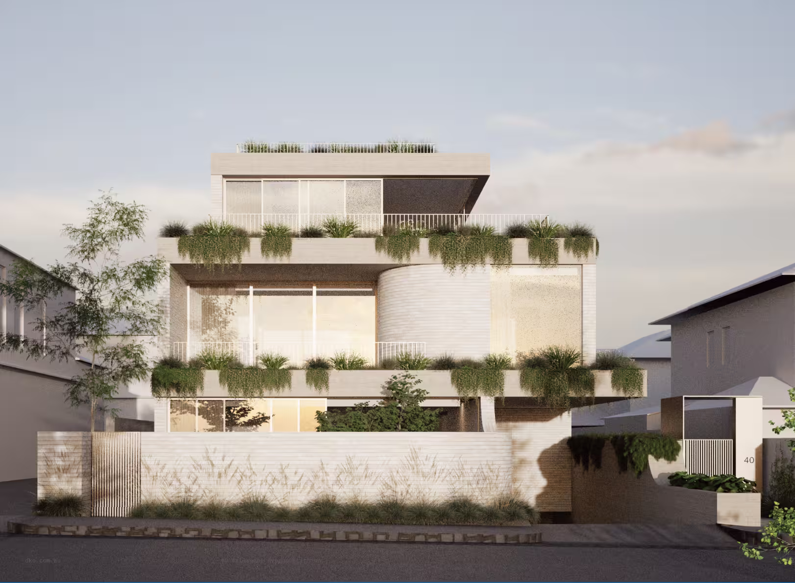 three storey concrete framed residential apartment building
